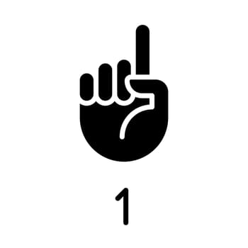 Digit one in ASL black glyph icon