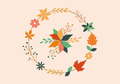 Autumn floral decoration in flat style