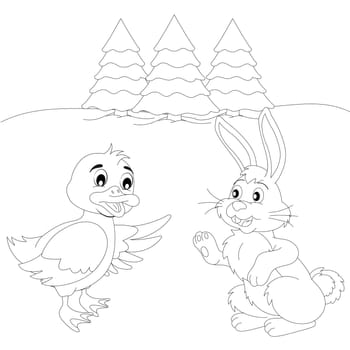 Best Friends, Duck and Rabbit are talking Black and White