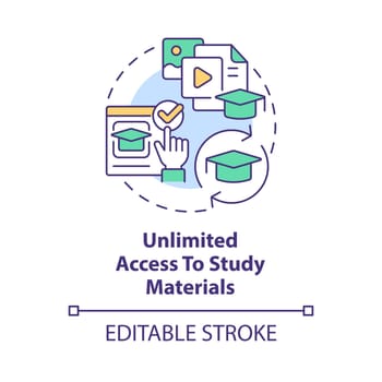 Unlimited access to study materials concept icon