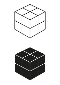 Black And White Cube Toy Icon Flat Design Vector
