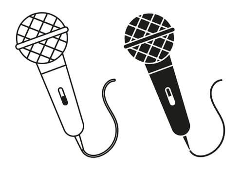 Black And White Microphone Icon Flat Design Vector