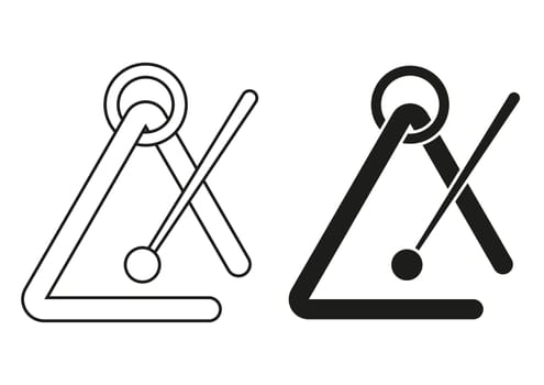 Black And White Musical Triangle Icon Flat Design Vector