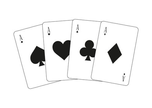 Black And White Set Of Ace Playing Cards
