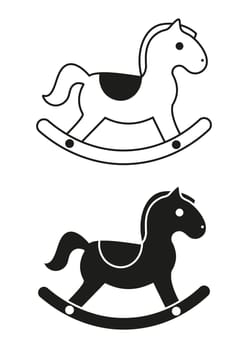 Black And White Toy Horse Icon Flat Design Vector