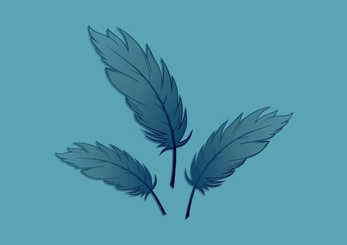 Blue Feather Art Vector. Silhouette Feather