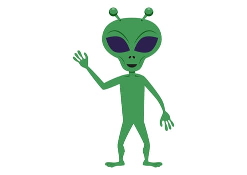 Cartoon green alien. Vector illustration of aliens isolated on a white background