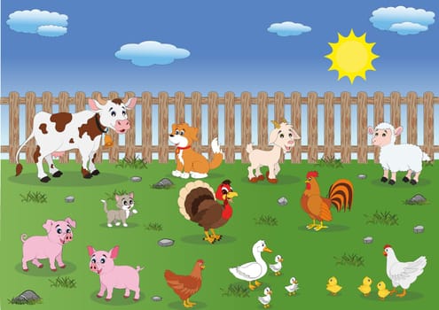 Cartoon Illustration of Farm Animals. Domestic animals