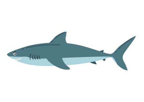 Cartoon Shark in flat style. Vector illustration of shark icon isolated on white background