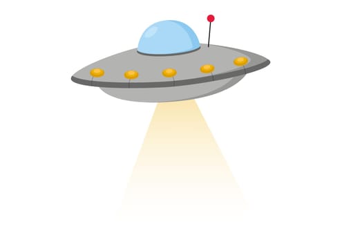 Cartoon UFO isolated on white background. Alien UFO