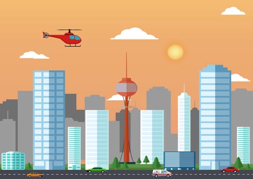 City Landscape Background Vector Illustration