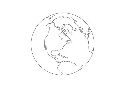 Coloring Page Earth Planet Vector Illustration