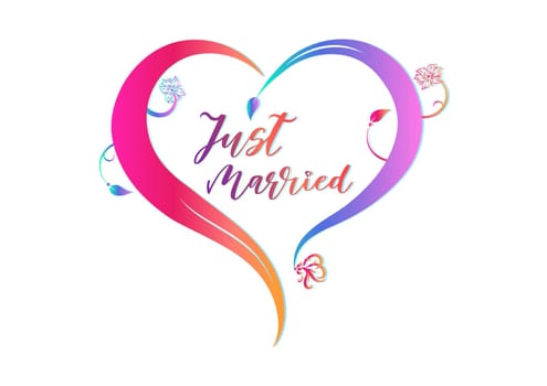 Just Married Heart Clipart Illustration Isolated on a White Background
