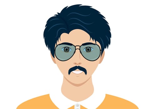 Portrait of handsome man with glasses and moustache