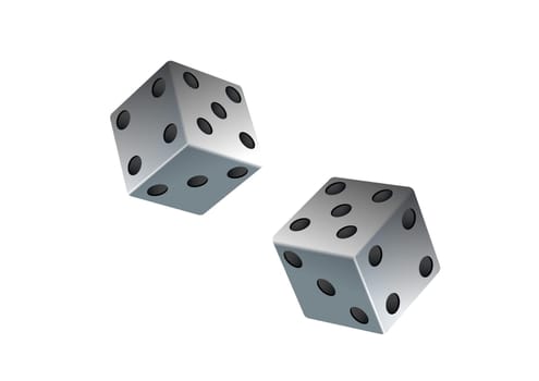 Realistic 3D dice isolated on white background. Vector illustration of realistic dice