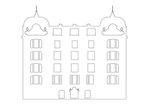 Royal Palace Sticker on white background. Black and white palace icon symbol
