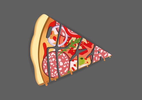 Slice of Pizza With Letters Vector Illustration