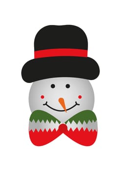 Snowman Head For Decoration On White Background Vector