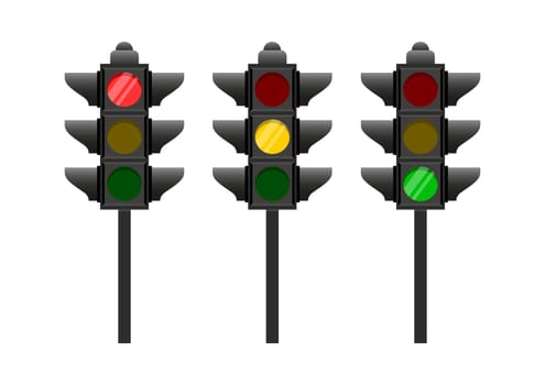 Traffic light flat design isolated on white background. Vector traffic light