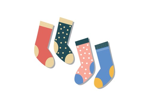 Two socks with decorations in retro style vector illustration