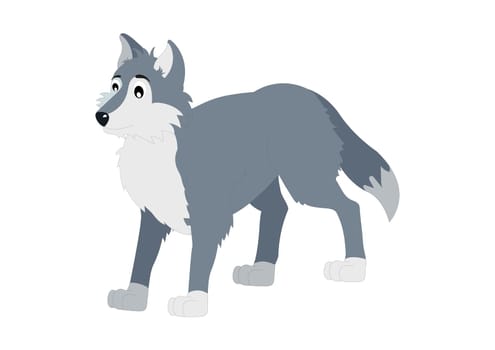 Wolf Cartoon Character Vector On White Background