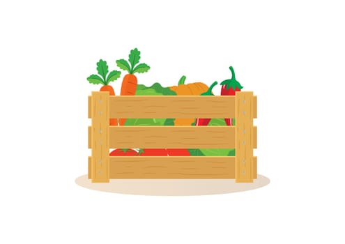 Wooden Crate Full Of Vegetables Clipart