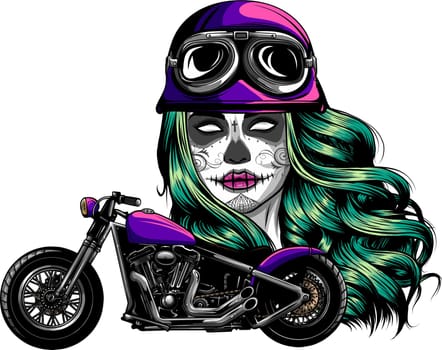 woman head and motorbike Vector illustration design