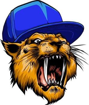 Lion Hat Mascot Logo Design Vector illustration