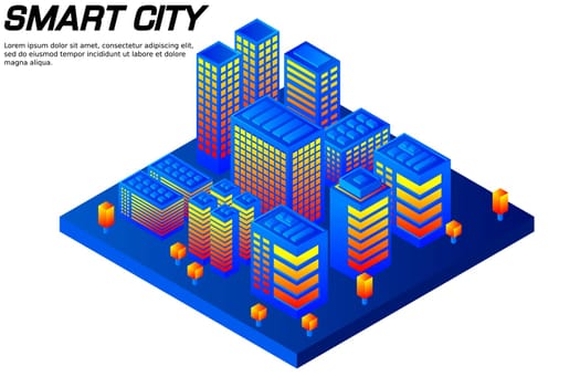 Isometric Future City. Real estate and construction industry concept