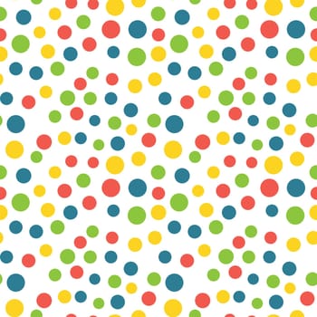 Seamless pattern with colorful polka dots. Confetti on a white background. Festive background, textile, packaging, vector