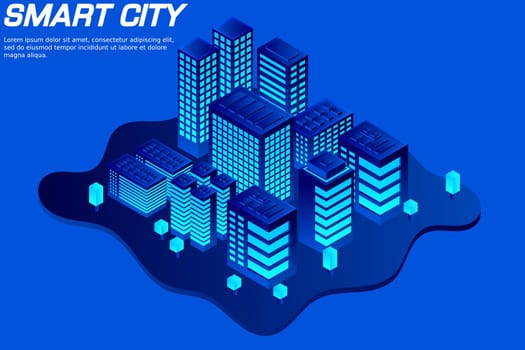 Isometric Future City. Real estate and construction industry concept