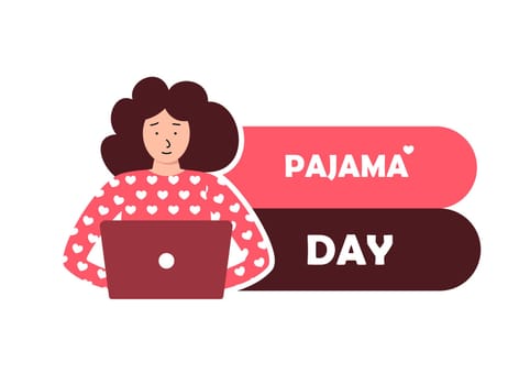 Wear Pajamas to Work Day. Office workers in good mood. April event