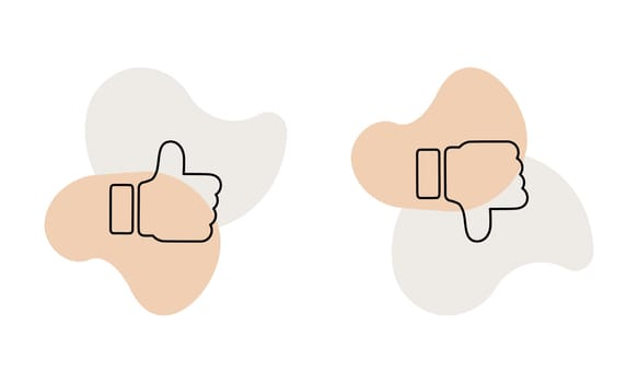 Thumbs up and thumbs down icons symbol. Trendy and modern vector illustration in flat style