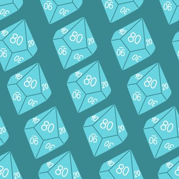 D8 D10 D12 D20 Dice for Board games seamless pattern, RPG dice set for table game vector