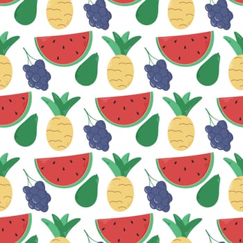 Exotic tropical fruits seamless pattern