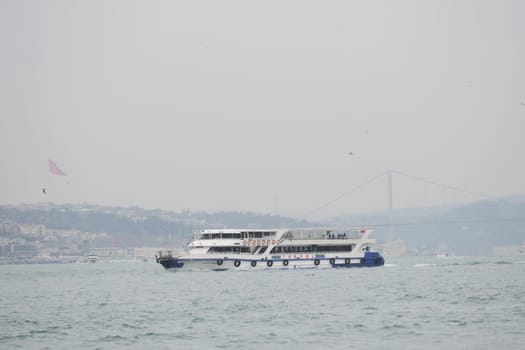 ISTANBUL, TURKEY 12 January 2023, ferryboat sail on the Bosphorus river