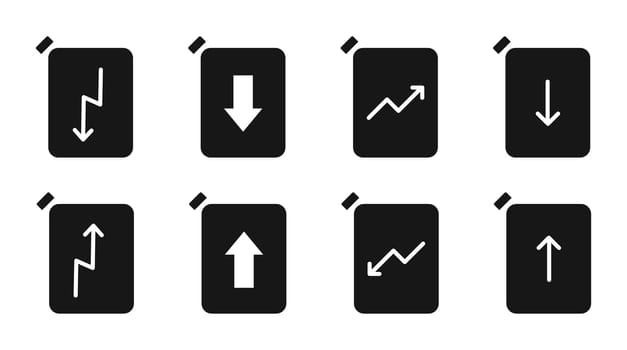 Fuel set icon with arrows up or down. Diesel business concept