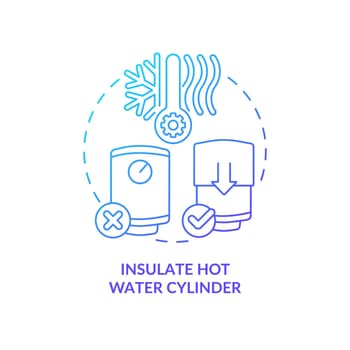 Insulate hot water tank blue gradient concept icon