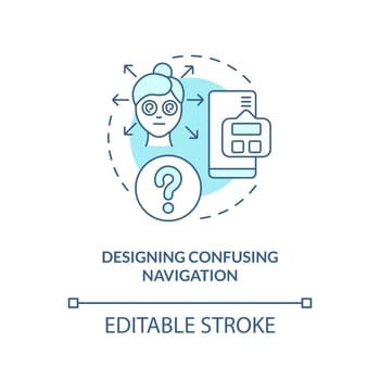 Designing confusing navigation turquoise concept icon