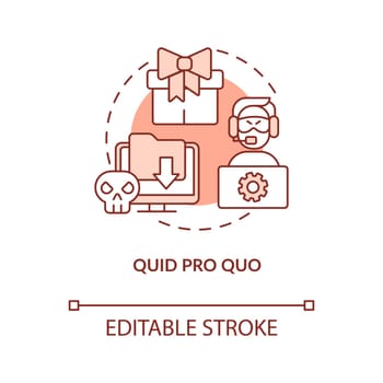 Quid pro quo attack terracotta concept icon