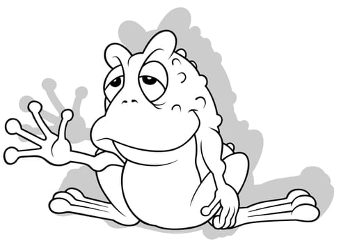 Drawing of a Sitting Sleepy Frog