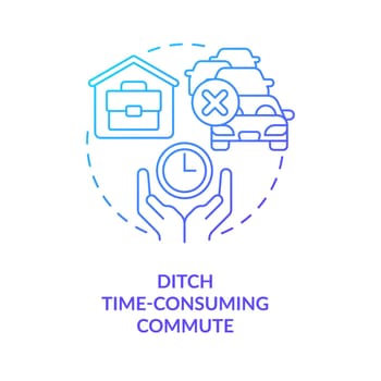 Ditch time-consuming commute blue gradient concept icon