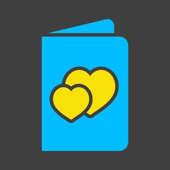Greeting card with hearts vector glyph icon