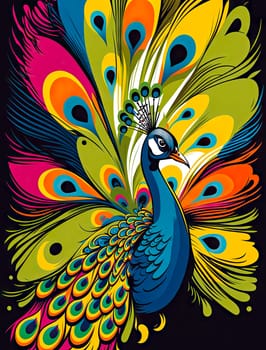 Peacock in pop art style. AI generated