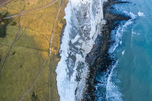 White Cliffs of Dover in the UK Aerial View