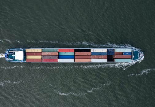 Bird's Eye View of a Small Container Ship