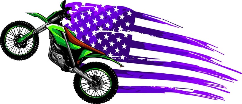 Cross motorcycle or motorbike on white background. digital hand draw design