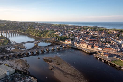 The Picturesque Seaside Town of Berwick Upon Tweed inn England Seen From The Air