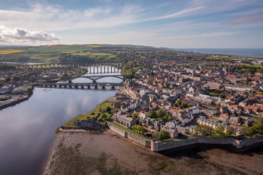 The Picturesque Seaside Town of Berwick Upon Tweed in England Seen From The Air