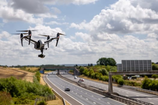 A Drone Flying Close to a Highway